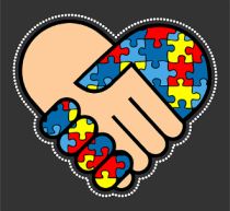 Autism Handshake Heart With Printed Vinyl Large