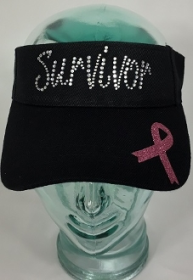Survivor Glitter Ribbon Visor
