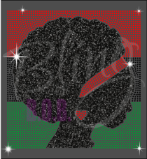 African Flag Lady Rhinestones With Glitter/Vinyl