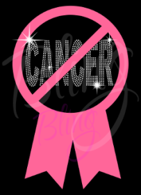 No Cancer Button Rhinestones/Vinyl
