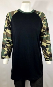Raglan Shirts Black Body Camo Sleeves