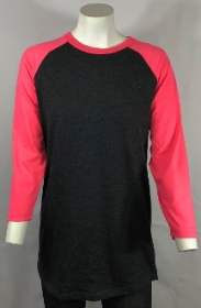 Raglan Shirts Charcoal Body Neon Pink Sleeves