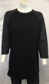 Raglan Shirts Black Body Charcoal Sleeves