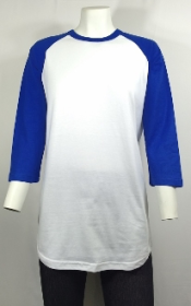 Raglan Shirts White Body Blue Sleeves