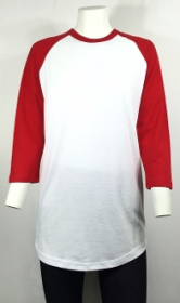 Raglan Shirts White Body Red Sleeves