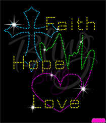 Faith Hope Love Neon Rhinestones