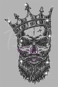 Skull With Crown And Beard Black Large