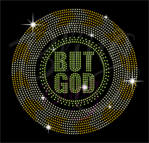 But God Shield Large Rhinestone Transfer