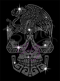 Skull Aztec Rhinestone Transfer