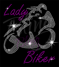 Lady Biker Rhinestone Transfer