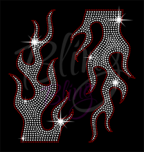 Flames Filled Large Set Of 2 Rhinestone Transfer