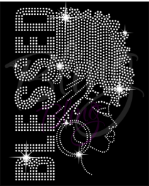 Blessed Natural Girl Profile Rhinestone Transfer