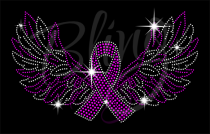 Ribbon Clear/Pink Wings Rhinestone Transfer 