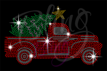 Truck Christmas Tree Rhinestone Transfer