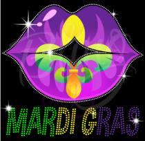 Mardi Gras Lips Rhinestones/Printed Vinyl