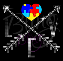 Autism Love Arrows Rhinestones/Printed Vinyl