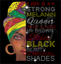 Melanin Queen Rhinestones With Printed Vinyl