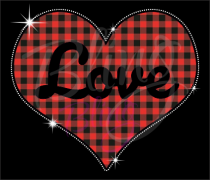 Love Buffalo Plaid Heart Rhinestones/Printed Vinyl