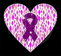 Heart Silouhttes Pink Ribbon Rhinestones/Vinyl