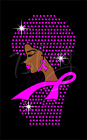 Natural Girl Profile Small Pink Ribbon Rhinestones/Vinyl (Pink)