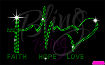 Faith Hope Love Heartbeat Neon Rhinestones