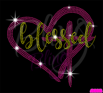 Blessed Cross/Heart Neon Rhinestones