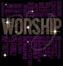 Worship Words Hot Pink Rhinestone Transfer