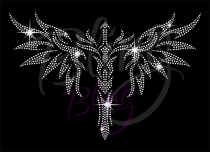 Wings Sword Rhinestone Transfer