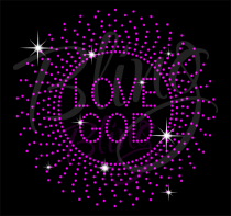 Love God Circle Pink Rhinestone Transfer