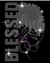 Blessed Natural Girl Profile Rhinestone Transfer