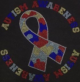 Autism Round With Ribbon