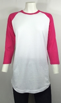 Raglan Shirts White Body Pink Sleeves