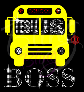 School Bus BOSS Rhinestone transfer bling hot fix RGT-372
