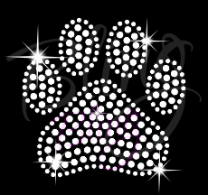 10 Yards X 2.5 Inch Cat Or Dog Paw Prints Black And White Wired