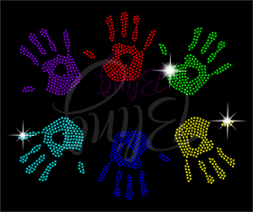 Hands Multicolor Hot Fix Rhinestone Transfer Bling iron On Wholesale