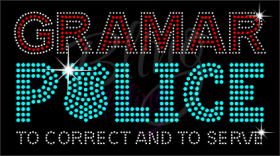 Grammar Police Hot Fix Rhinestone Transfer Bling iron On Wholesale