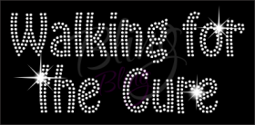 Walking For The Cure Clear 6'' Hot Fix Rhinestone Transfer Bling iron On Wholesale