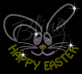 Happy Easter Bunny Rhinestone Transfers Bling