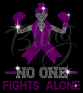 Breat Cancer Awareness Rhinestone Transfer Bling No One Fights Alone RT-2784