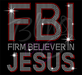 Firm believer In jesus Rhinestone Transfer Hot Fix Bling Iron On Wholesale RT-2832