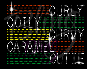 Curly Coily Curvy Caramel Cutie Rhinestone Transfer Hot Fix Bling Iron On Wholesale RT-2838