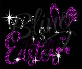 My 1st Easter Hot Fix Rhinestones transfers bling iron on wholesale