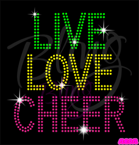 Live Love Cheer Neon Color Rhinestones Hot Fix Bling Iron On Wholesale RT-2897