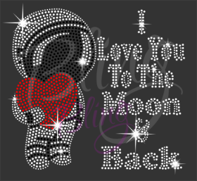 I Love You To The Moon And Back Valentines Day Rhinestone Transfer Hot Fix Bling Iron On Wholesale RT-2948