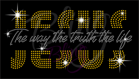 Jesus The Way The Truth The Life Rhinestone Transfer Template stencil sheet Wholesale Bling Iron On Hot Fix RT-2987