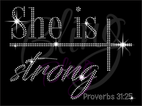She Is Strong Rhinestone Transfer Template stencil sheet Wholesale Bling Iron On Hot Fix RT-2987