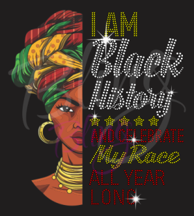I Am Black History Half Face Traditional With Printed Vinyl