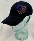 US Flag Heart-Distressed Vintage Cotton Hat