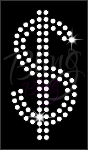 Small Money Sign Set Of 2 Hot Fix Rhinestone Transfer Bling iron On Wholesale
