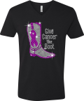 Give Cancer The Boot Bling T-Shirt Rhinestones